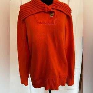 Lauren Jeans Company Bold Orange 100% Cotton Gold Toggle Sweater
